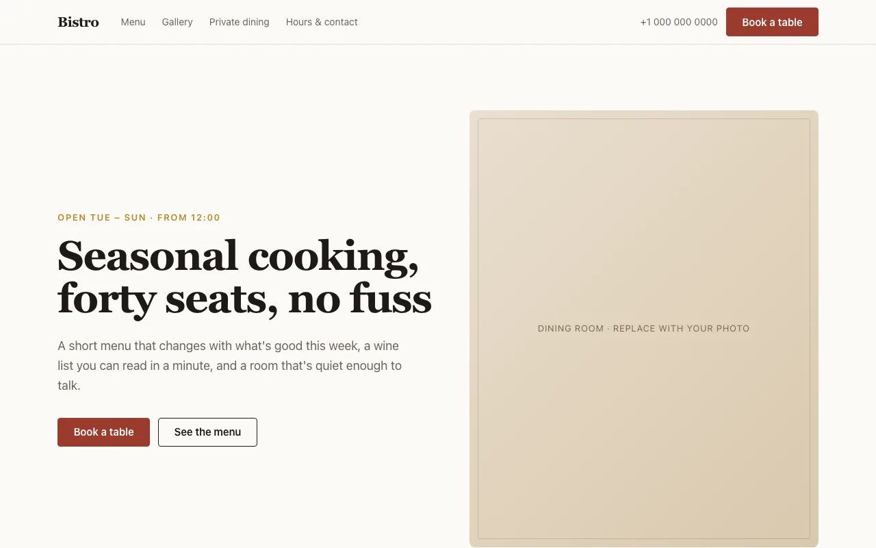 Bistro — restaurant website template preview