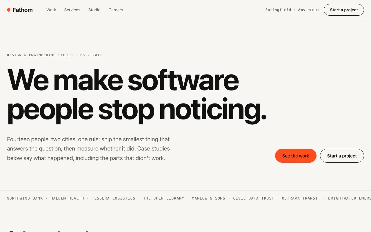 Fathom — agency website template preview