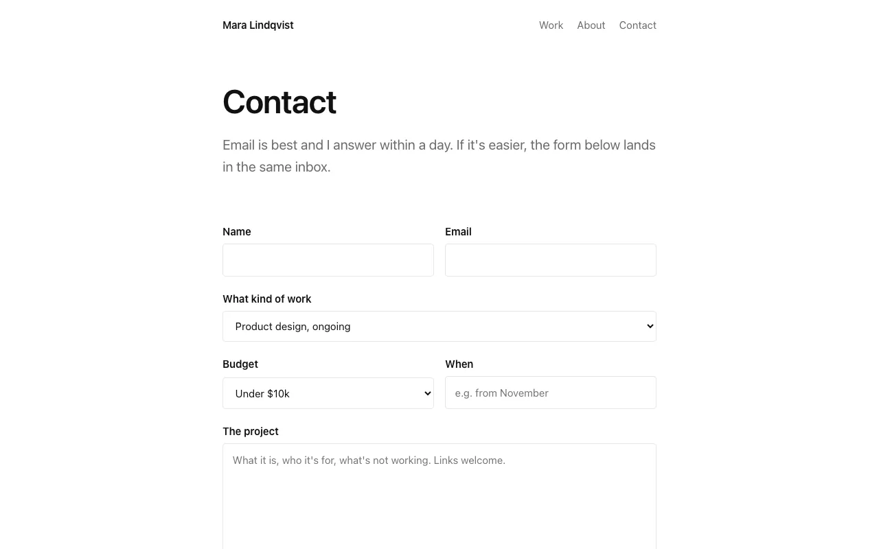 Contact page with an enquiry form and common questions — Pro only