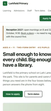 Home page at phone width