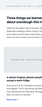 Welcome email at 360 pixels wide