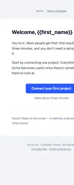 The same email at phone width