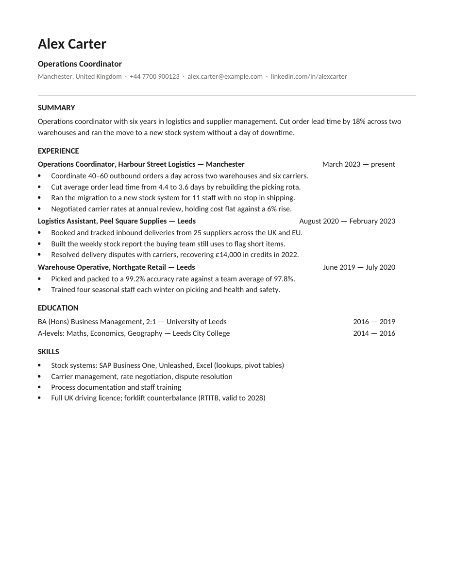 Resume, page 1